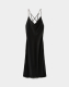 Satiniertes Midikleid mit Trägern und Strass